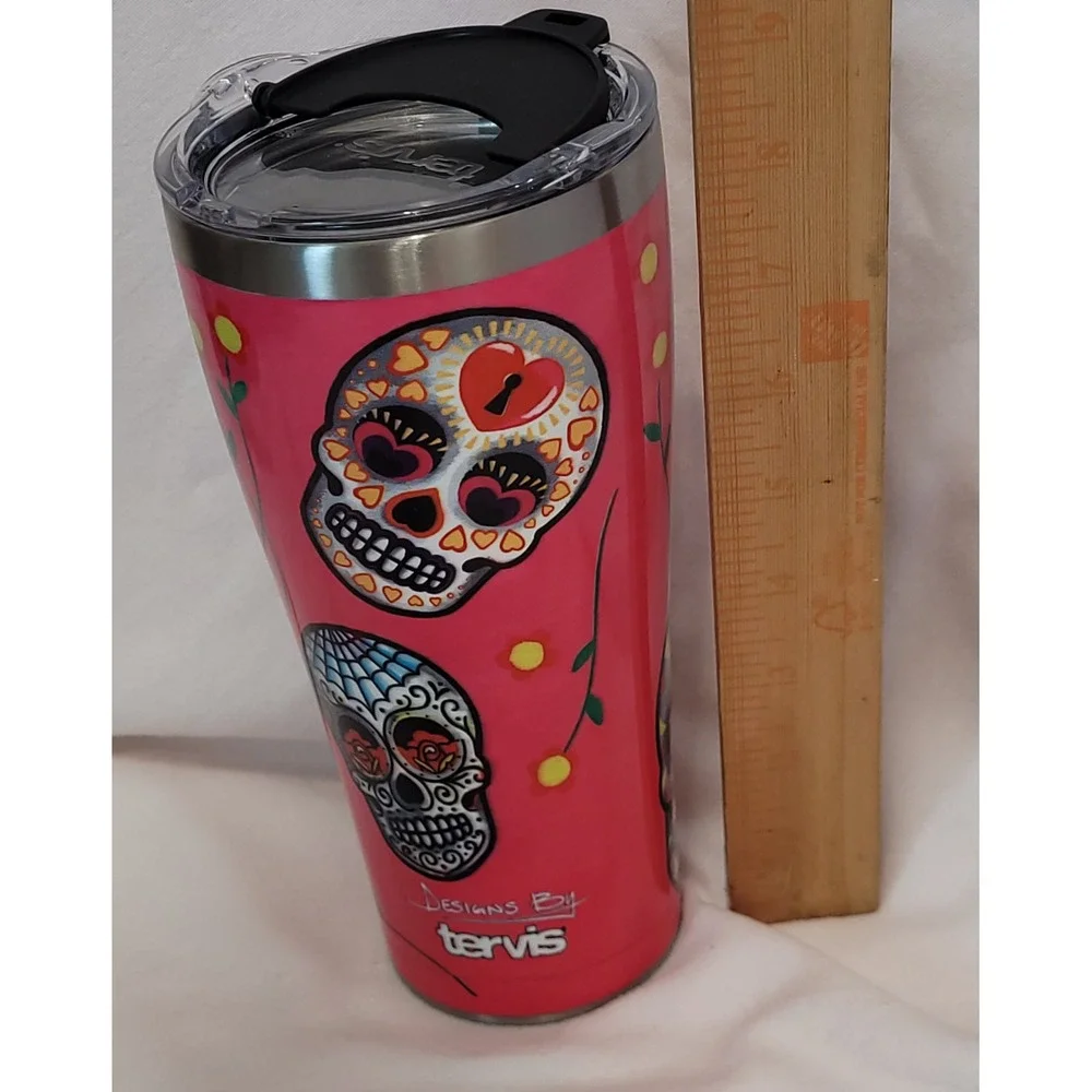 Tervis 30oz Stainless Stl Tumbler Day of the Dead Insulatd Sugar Skull Pink NEW